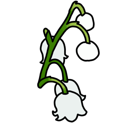 a stem with several lily of the valley flowers.